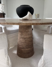 Lade das Bild in den Galerie-Viewer, Chocolate Brown Round Column Travertine Dining Table