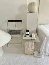 Lade das Bild in den Galerie-Viewer, Travertine Steel Sidetable
