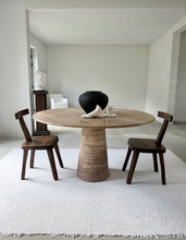 Lade das Bild in den Galerie-Viewer, Chocolate Brown Round Column Travertine Dining Table
