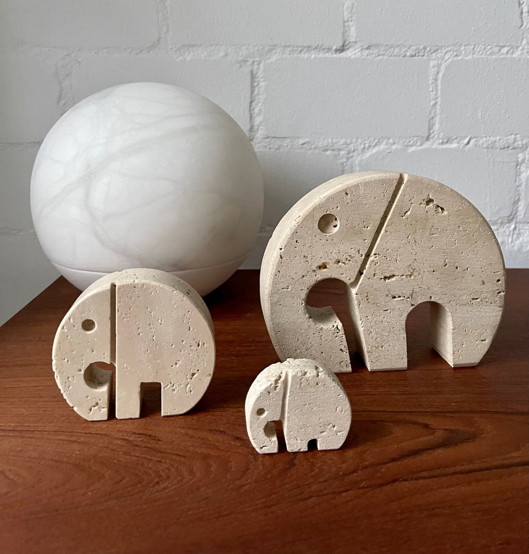 Fratelli Mannelli Travertine Elephant Sculptures