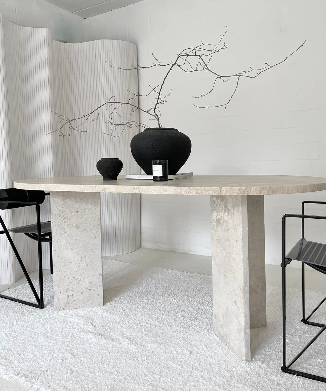 OVAL Travertine Dining Table