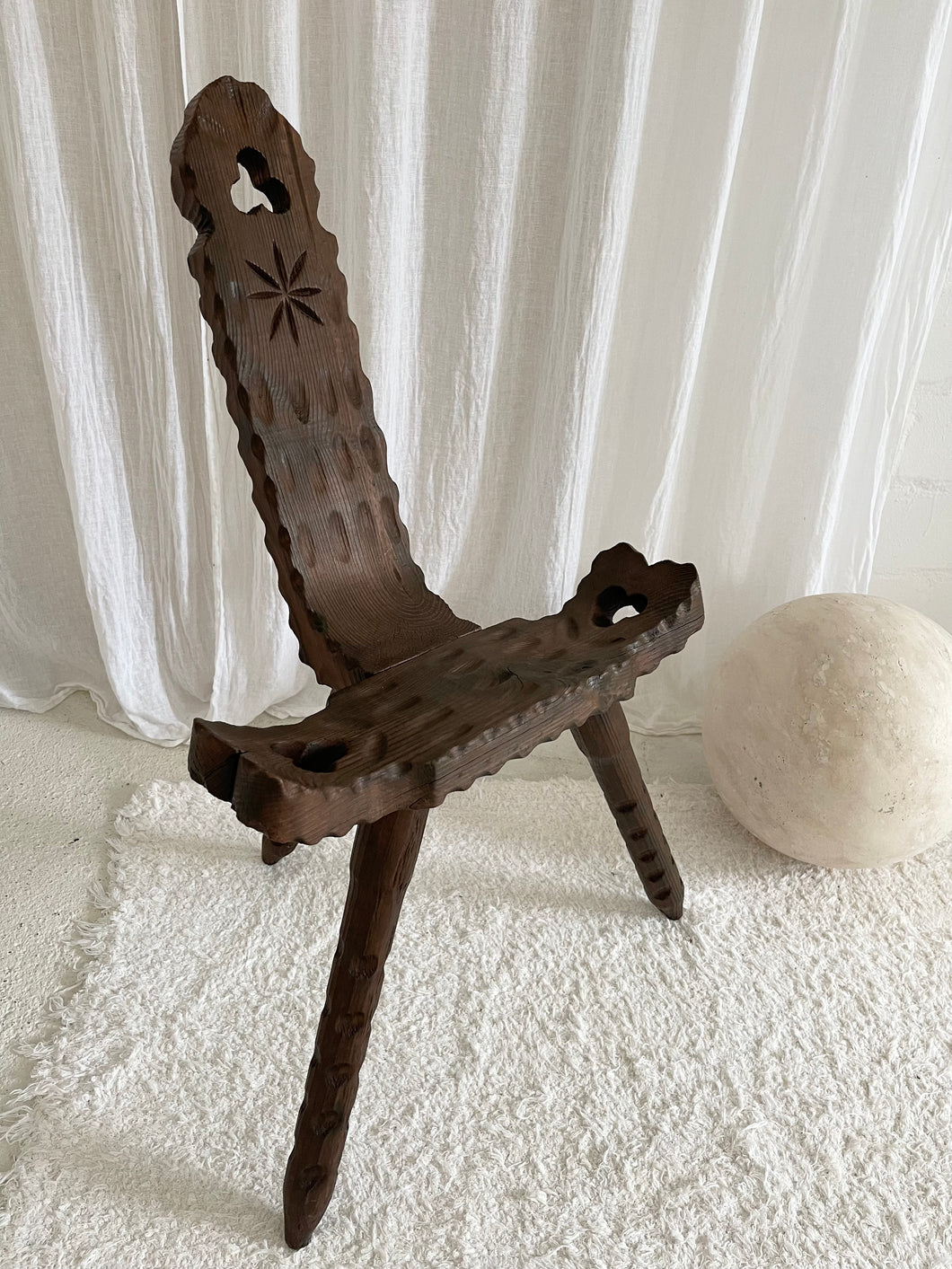 Brutalist wooden chair