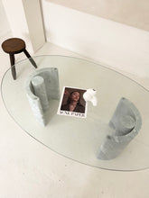 Lade das Bild in den Galerie-Viewer, Vintage marble glass coffee table oval
