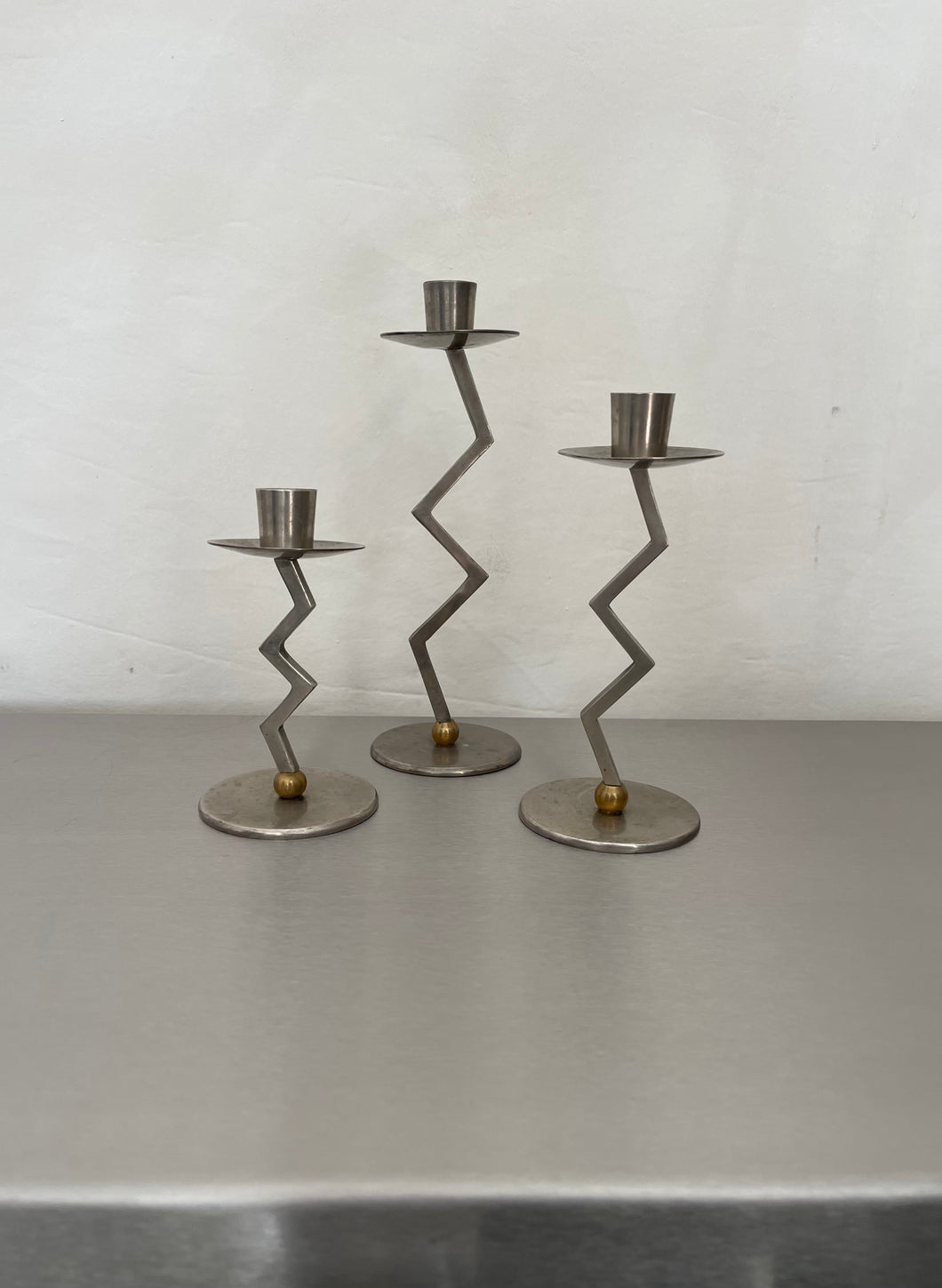 Zigzag Stainless Steel Candlesticks